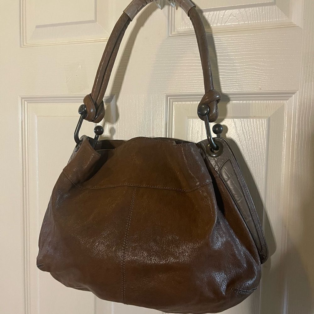BCBGMAXAZRIA Brown & gray Hobo Shoulder bag.silver tone hardwares . - Picture 3 of 15